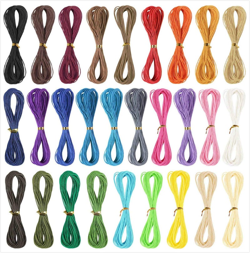 Phinicco 35 Colors 1mm Waxed Polyester Cord Bracelet Cord Wax Coated Thread for Jewelry Making Waxed String for Bracelet Making10m for Each Color - Image 1